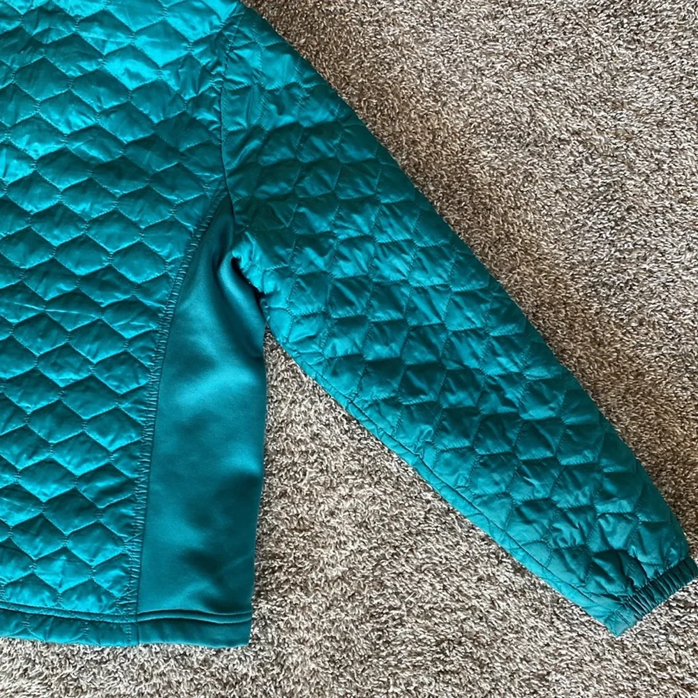 L.L. Bean EUC Teal Thinsulate Mock Collar Mixed Media Puffer Jacket, Women’s S - Picture 11 of 15